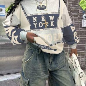 rovax women's drop shoulder creative pattern casual crew neck long sleeve sweatshirt